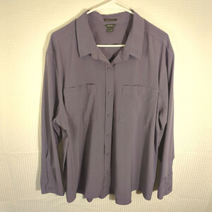 Eddie Bauer Women’s 2XL Modern Classic Fit Button Down Shirt Purple Long Sleeve